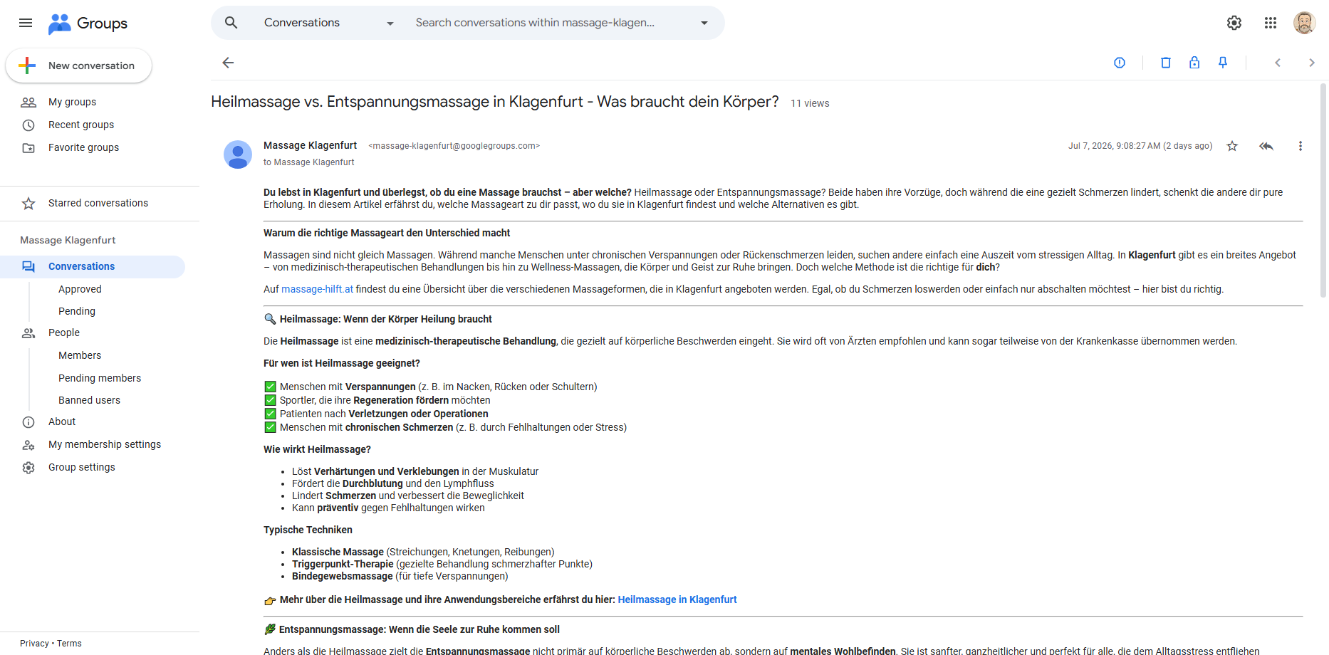 Ihre Heilmassage-Praxis in Klagenfurt: Individuelle Betreuung